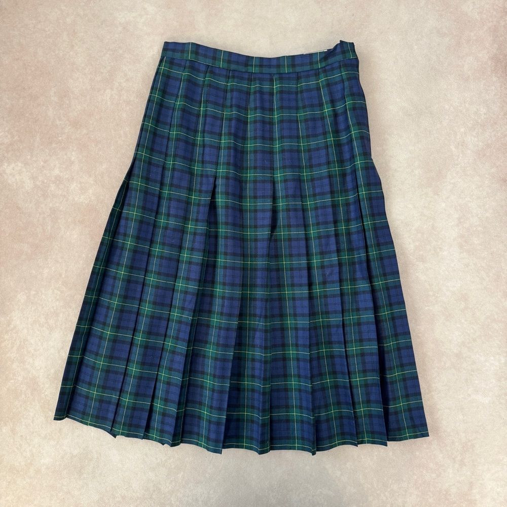 Vintage Club XIX Plaid Pleated Tartan Wool Skirt • size 12